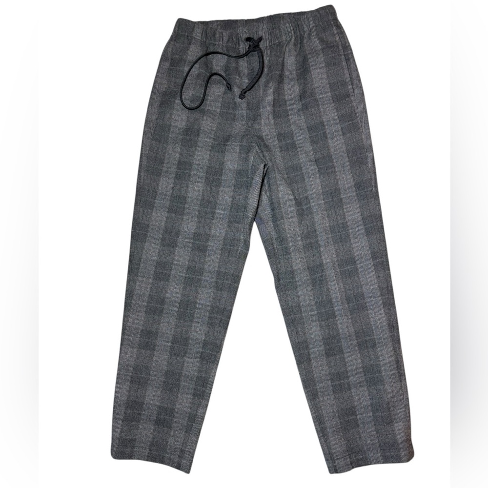 The Group Babaton Aritzia Plaid Ankle Pants Grey Drawstring S